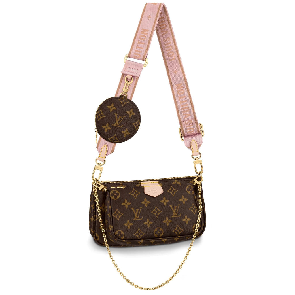Handmade Leather Crossbody Bag Monogram Brown Multi Pochette