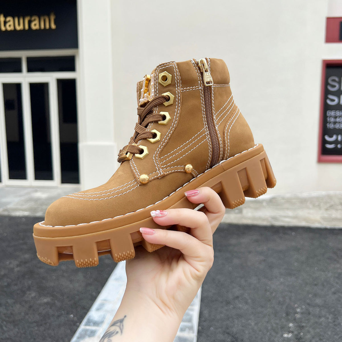 L 24ss Autumn and Winter CHECKER Martin Boots Ankle Couple Boots 1824103005