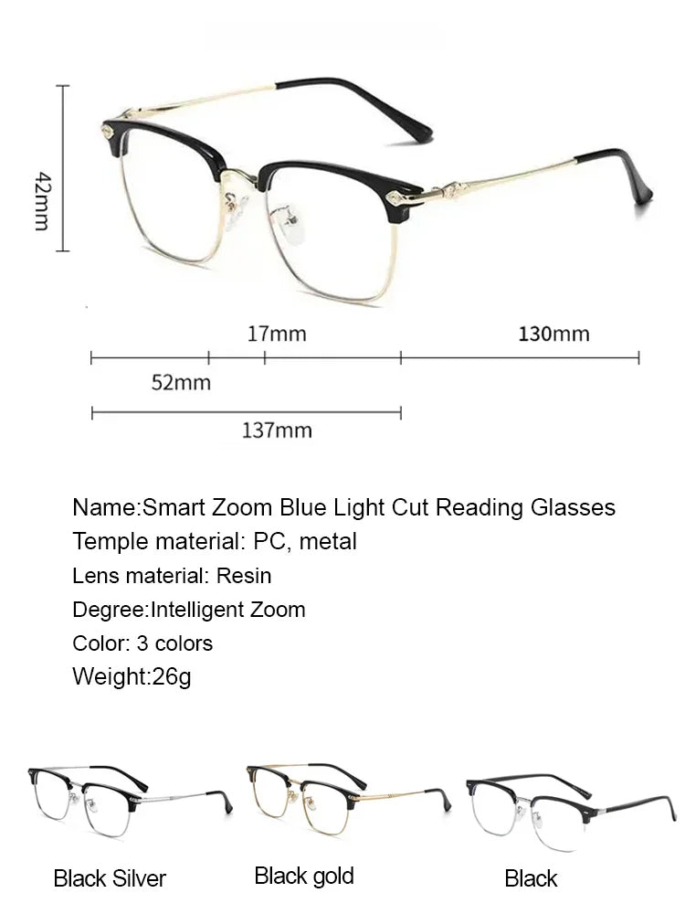 🔥Transform Your Vision with Revolutionary Auto-Zoom Glasses【Auto-focus blue light blocking reading glasses】