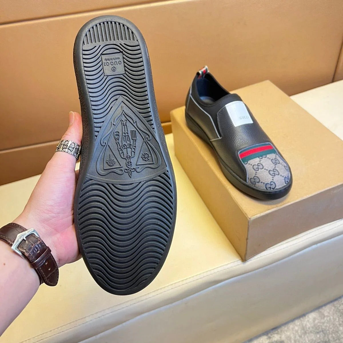 New Cowhide Stitching Breathable Men's Leather Casual Shoes 1024032516