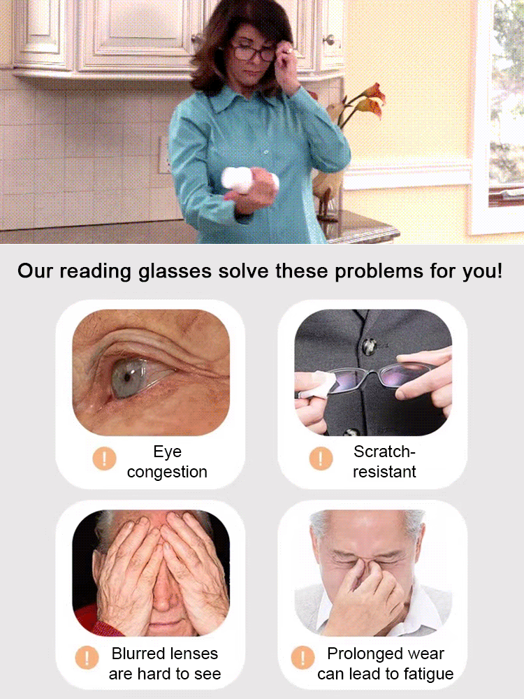 🔥【100-700° Intelligent Focusing】Auto-focus blue light blocking reading glasses.