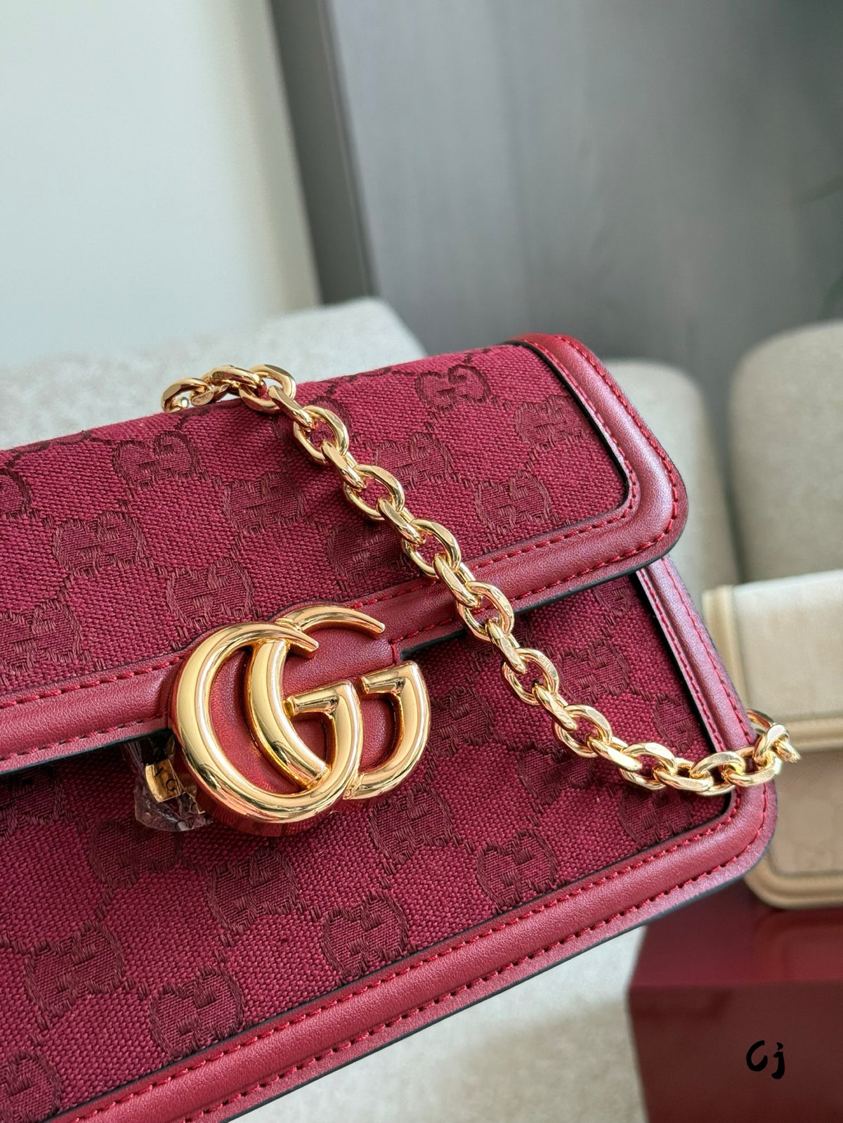 GG Canvas and leather trim shoulder bag 1825040906