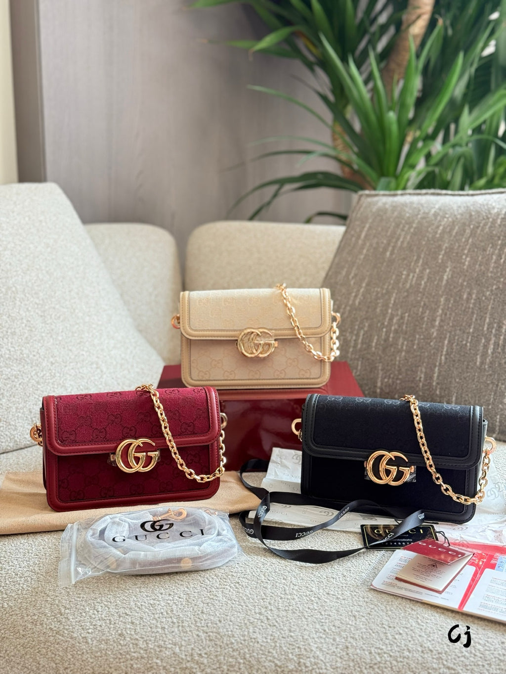 GG Canvas and leather trim shoulder bag 1825040906