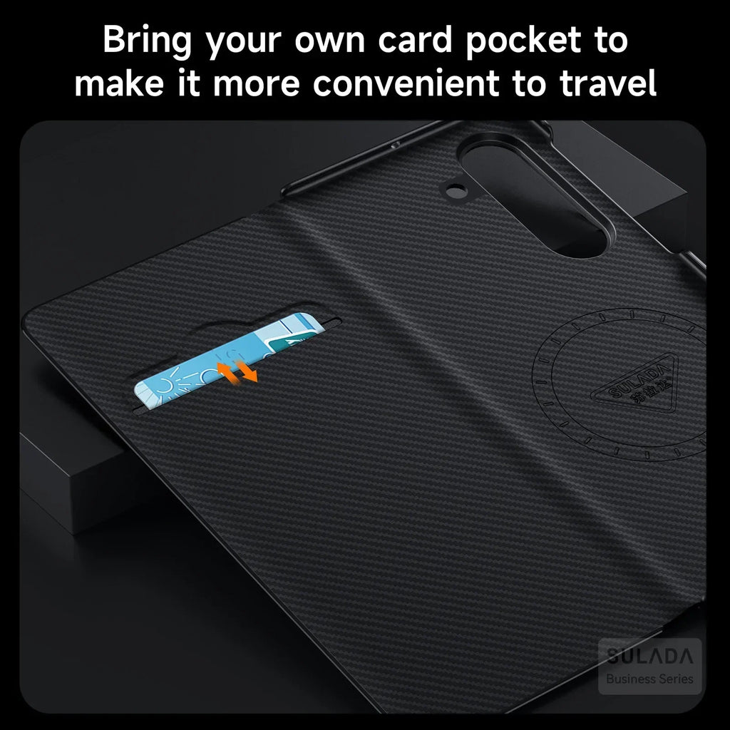 Magnetic Carbon Fiber Leather Case