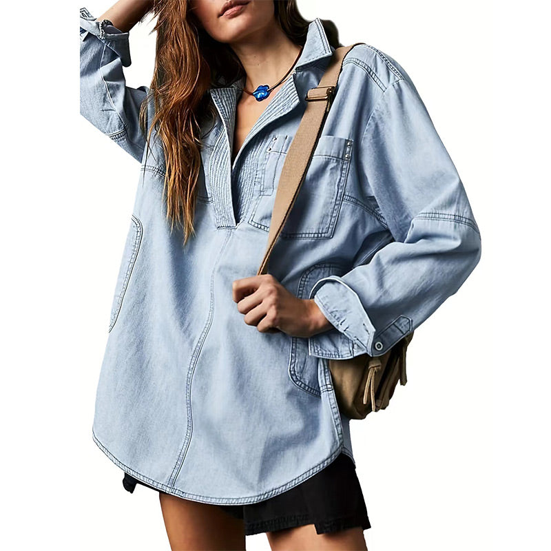 🔥Autumn Sale 50% OFF🔥Nomenoy® Women's Oversized Denim Pullover