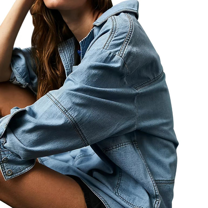 🔥Autumn Sale 50% OFF🔥Nomenoy® Women's Oversized Denim Pullover