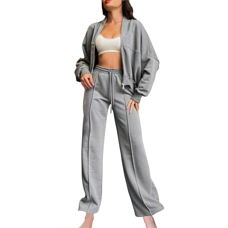 🍂Autumn discount 55%🍂Women's Long Sleeve Zip Coat Drawstring Sweatpants 2-Piece Sets