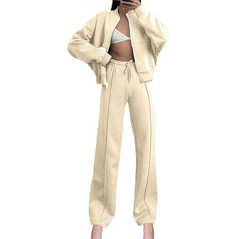🍂Autumn discount 55%🍂Women's Long Sleeve Zip Coat Drawstring Sweatpants 2-Piece Sets
